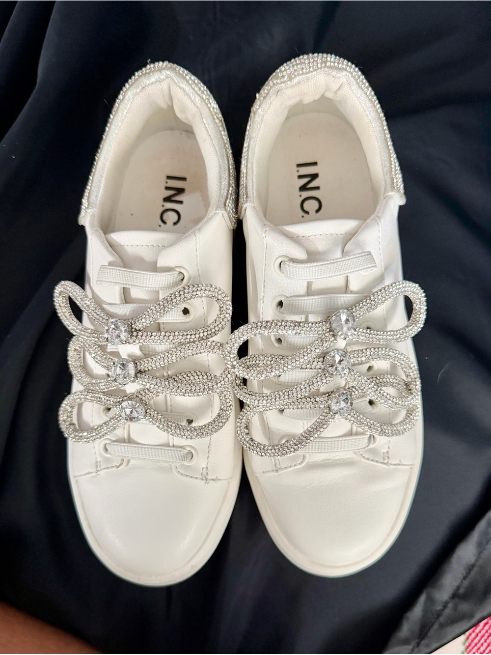 INC Womens Alleni White Faux Leather Casual And Fashion Sneakers Shoes